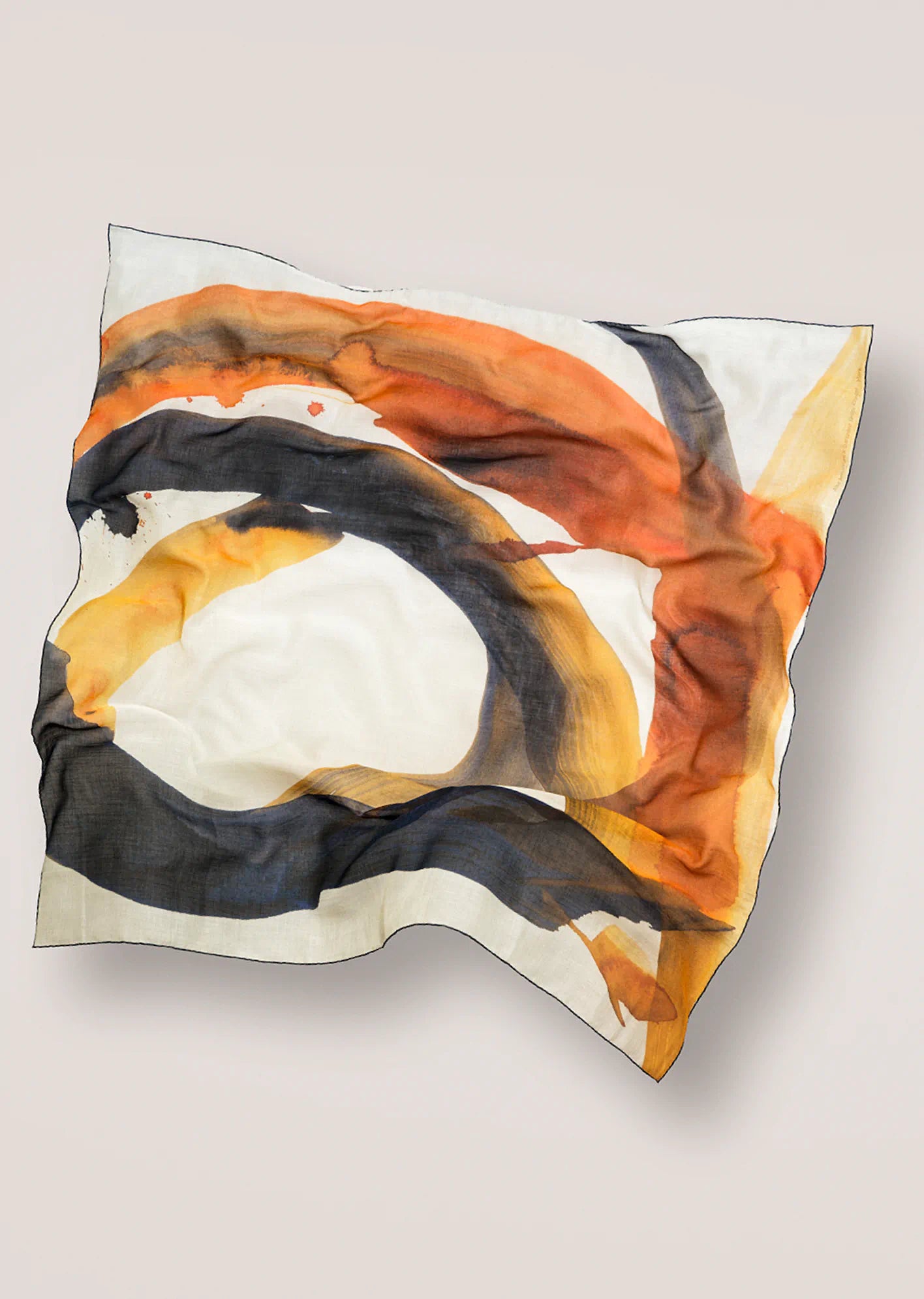 Alba Amicorum silk art scarf with abstract design on a light background